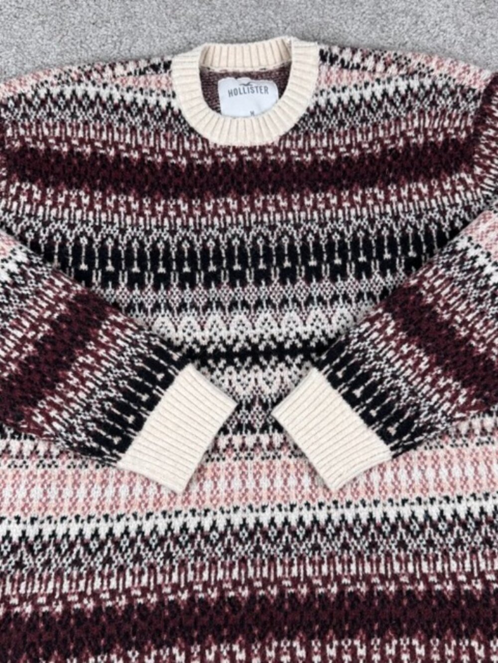 Hollister Men's Knit Pullover Sweater Multi Color Crew Neck Long Sleeve Size M